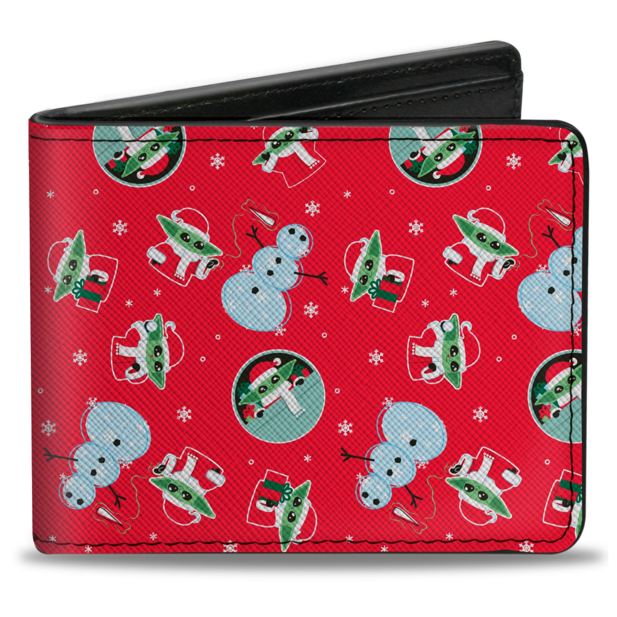 Bi-Fold Wallet - Star Wars Grogu The Child and Snowman Holiday Christmas Collage Red