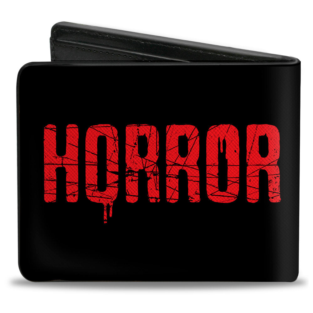Bi-Fold Wallet - ANNABELLE COMES HOME Face Close-Up + HORROR Text Black/Red