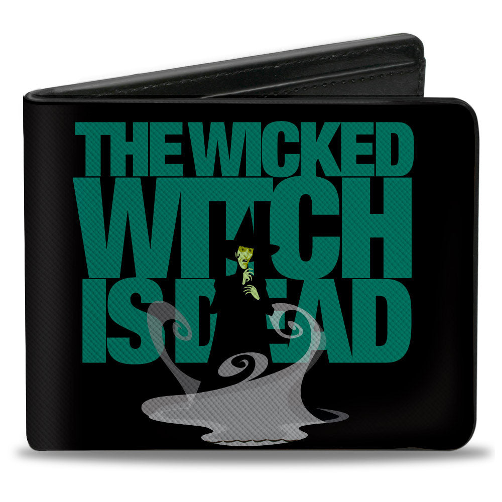 Bi-Fold Wallet - The Wizard of Oz THE WICKED WITCH IS DEAD Quote Black/Green/Grays