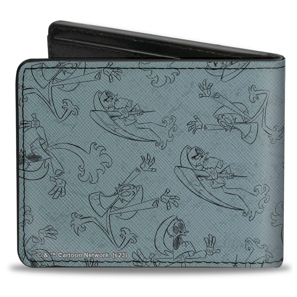 Bi-Fold Wallet - The Grim Adventures of Billy & Mandy Group Pose and Grim Sketches Gray