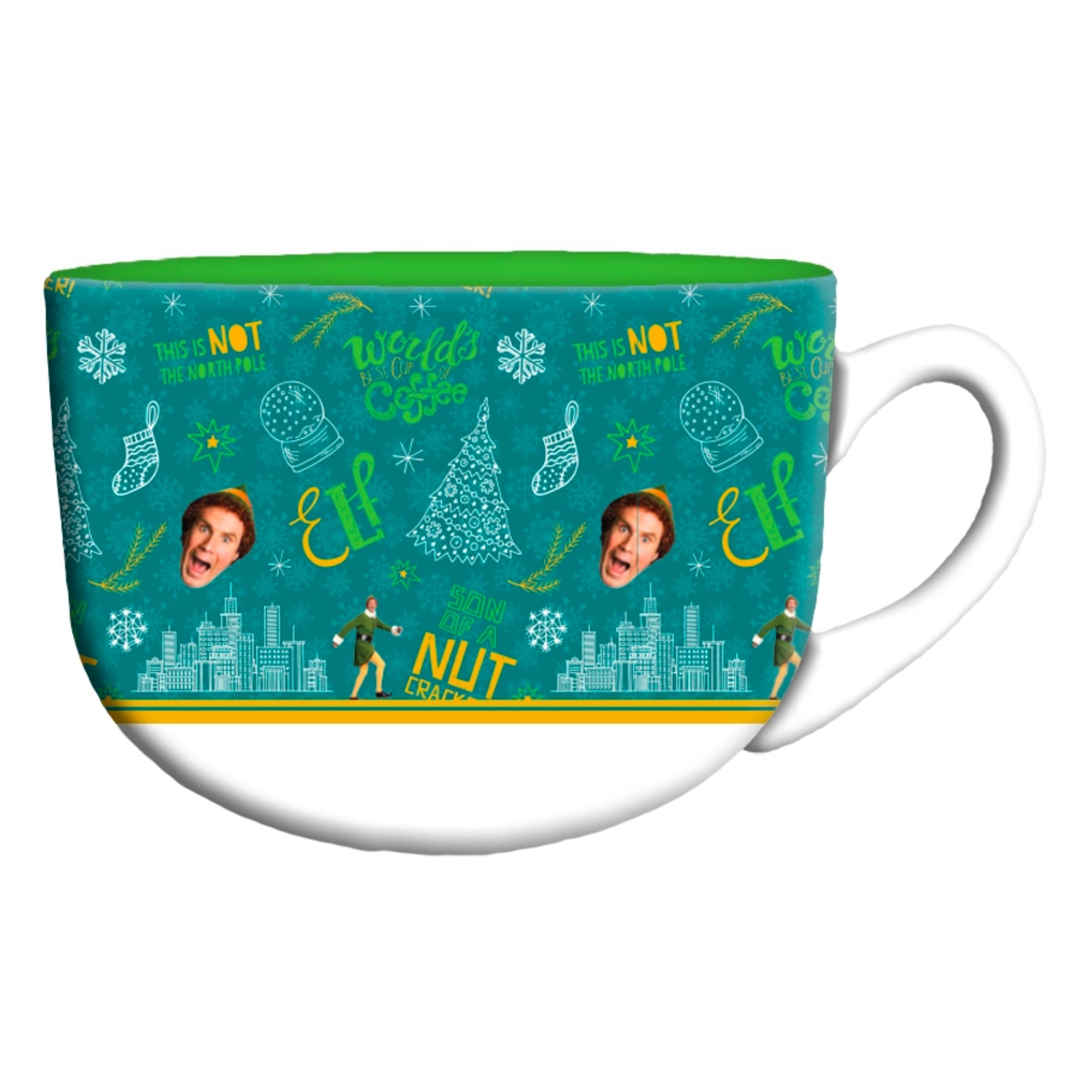 Elf Tossed Pattern 24oz Ceramic Soup Mug
