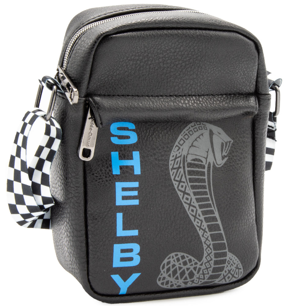 Crossbody Wallet - Carroll Shelby SHELBY Text Super Cobra Black Blue Gray