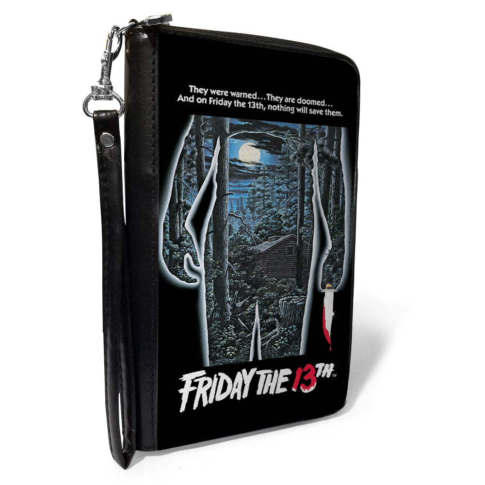 PU Zip Around Wallet Rectangle - FRIDAY THE 13TH Jason Crystal Lake Cabin Silhouette Movie Pose