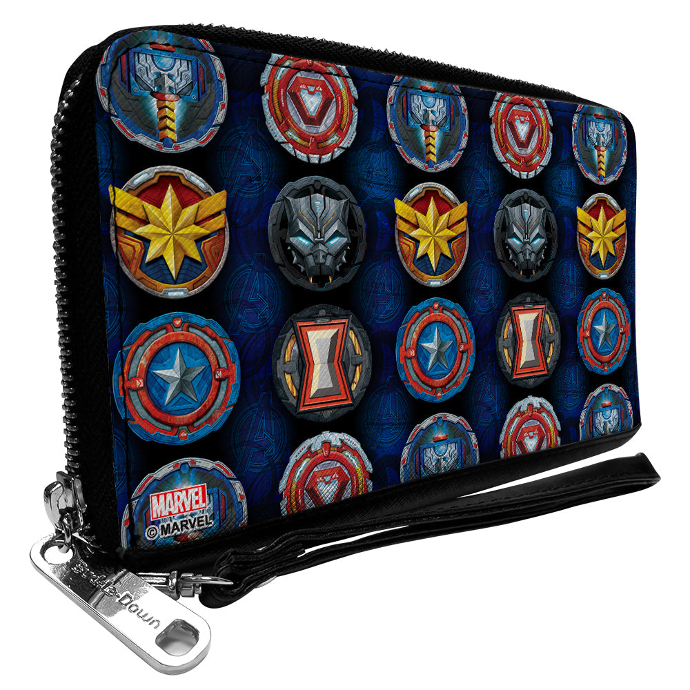 AVENGERS MECH STRIKE 

PU Zip Around Wallet Rectangle - Avengers Superhero Icons Blues/Multi Color