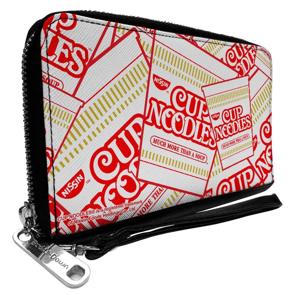 PU Zip Around Wallet Rectangle - NISSIN CUP NOODLES Cups Stacked White/Red/Dark Yellow