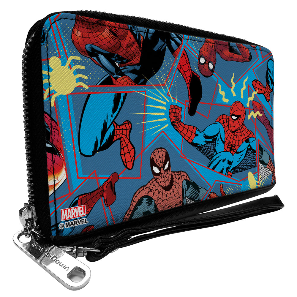 MARVEL SPIDER-MAN 

PU Zip Around Wallet Rectangle - Spider-Man Beyond Amazing Spidey Sense Poses Collage Blues/Red