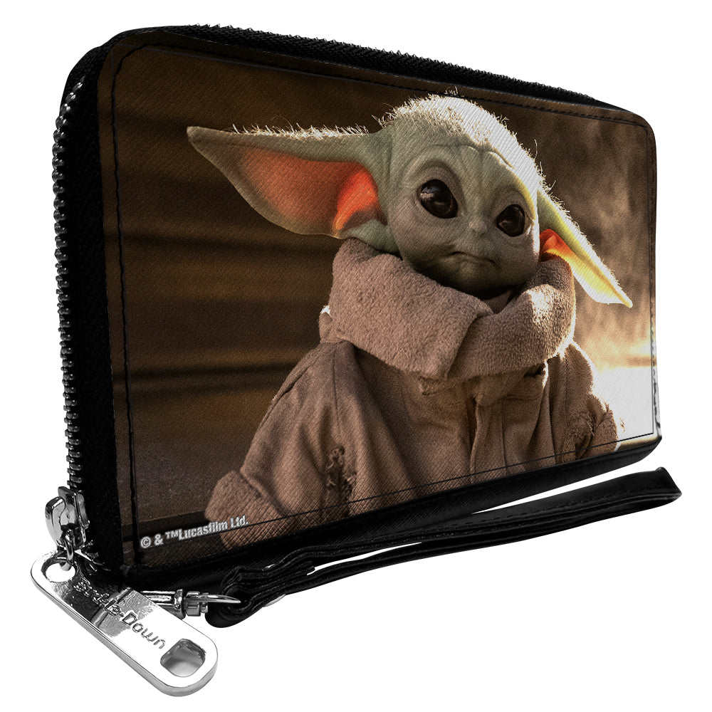 PU Zip Around Wallet Rectangle - Star Wars The Child Vivid Face CLOSE-UP
