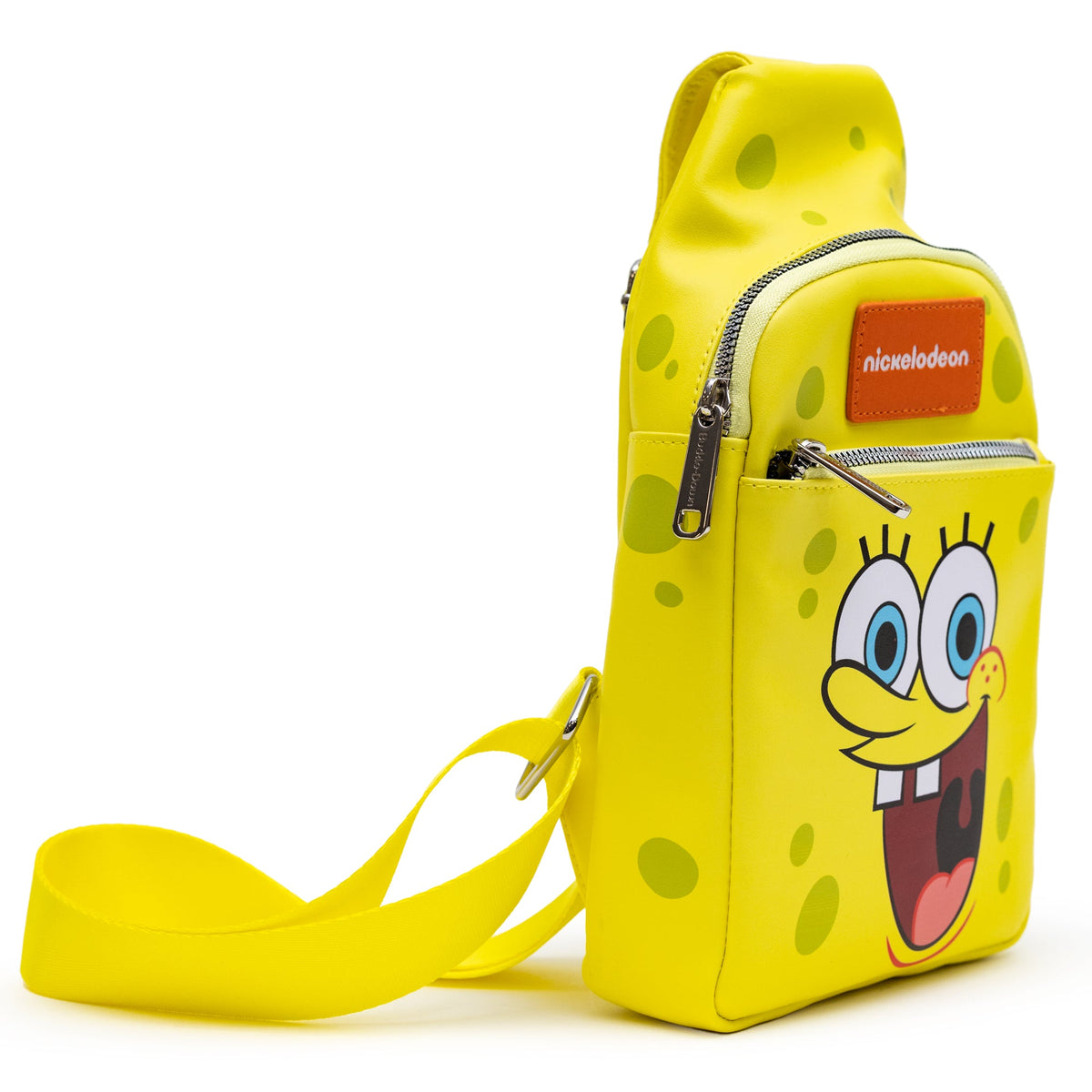 Nickelodeon Bag, Sling, SpongeBob SquarePants Smiling Face Character Close Up Yellow, Bounding, Vegan Leather