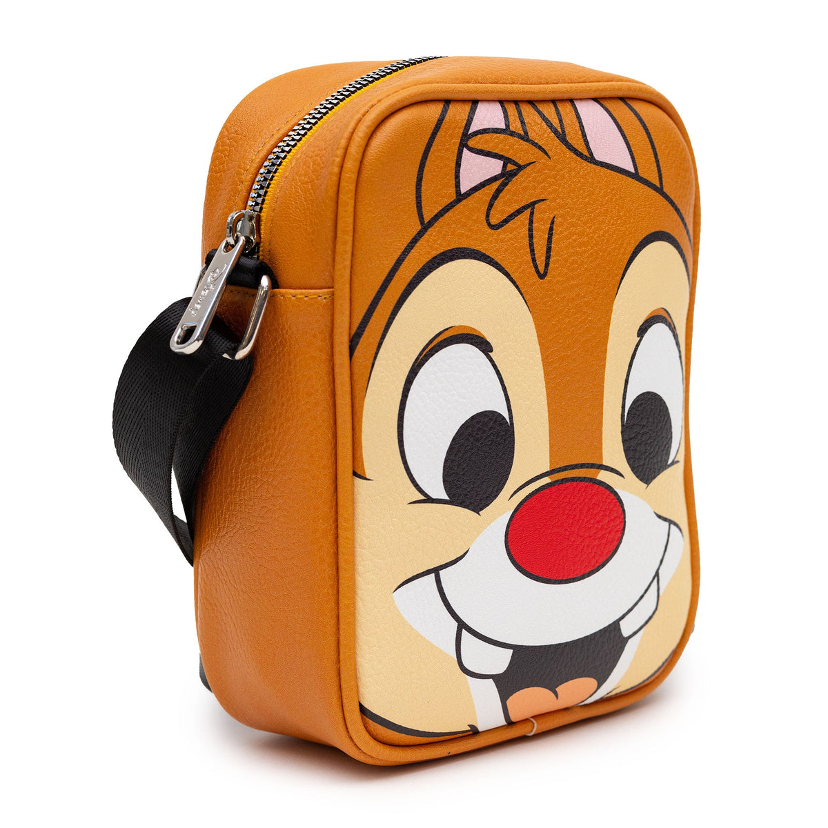 Disney Bag, Cross Body, Dale Character Face Close Up on Front and Text on Back, Brown, Vegan Leather