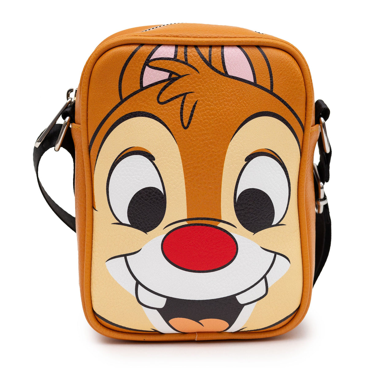 Disney Bag, Cross Body, Dale Character Face Close Up on Front and Text on Back, Brown, Vegan Leather
