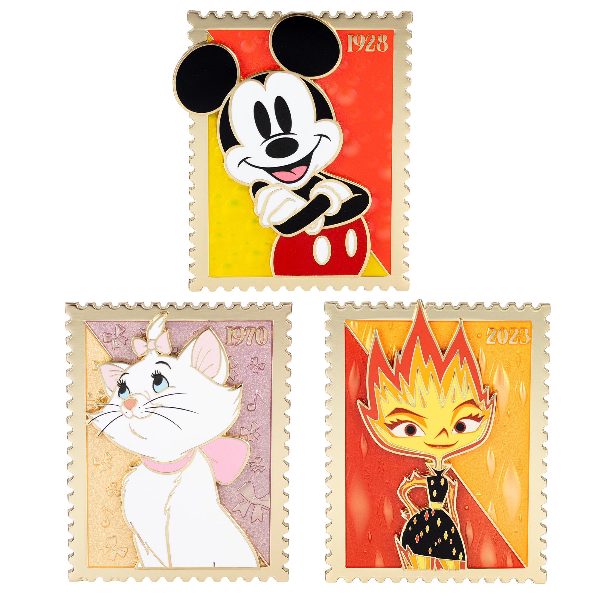 Disney Royal Stamp Wave 1 - Mickey Mouse, Ember, Marie - Jumbo Pins