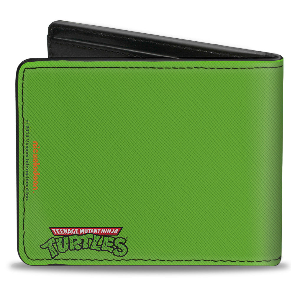 Bi-Fold Wallet - Classic TMNT Raphael Face CLOSE-UP Green Red
