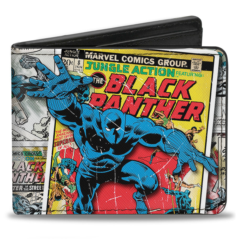MARVEL COMICS Bi-Fold Wallet - BLACK PANTHER Jungle Action Issue #8 Cover Pose Comic Blocks