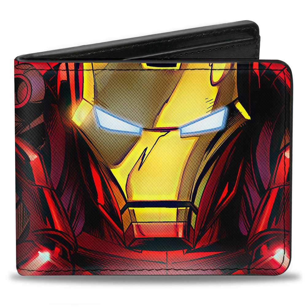 MARVEL AVENGERS Bi-Fold Wallet - Iron Man Face + Chest Arc Reactor CLOSE-UP