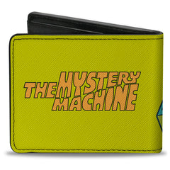 Bi-Fold Wallet - Scooby Doo Group Driving Mystery Machine Front Pose + Text Yellow
