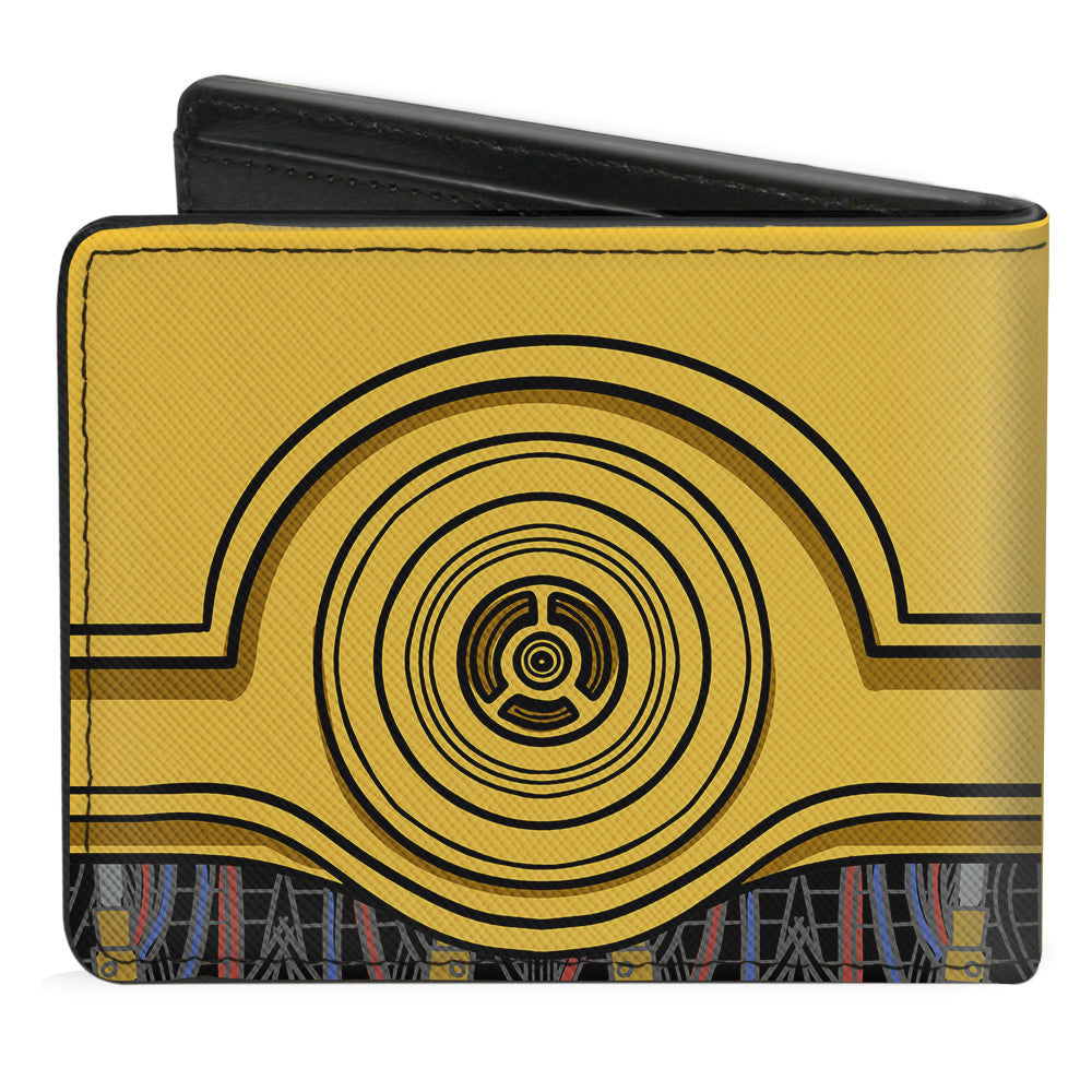Bi-Fold Wallet - C3-PO Face + Wires Bounding Yellows Black Multi Color