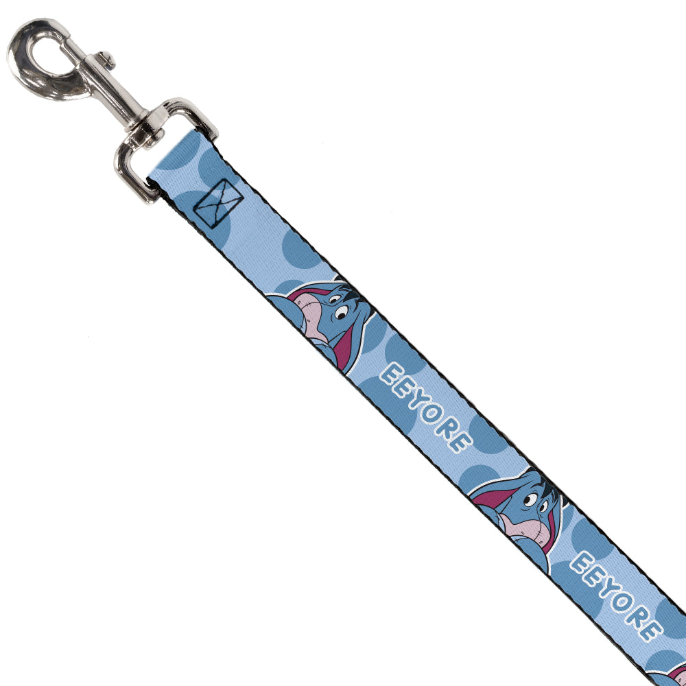 Dog Leash - Winnie the Pooh Eeyore Text and Expression Close-Up Dot Blues