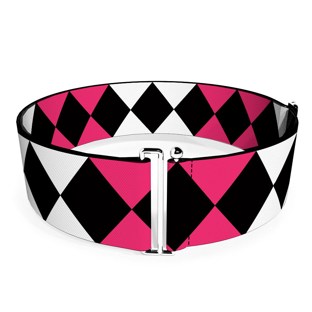 Cinch Waist Belt - Birds of Prey Harley Quinn Diamonds Split White Black Pink Black
