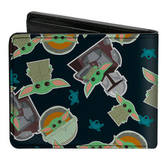 Bi-Fold Wallet - Star Wars The Mandalorian The Child and Frog Icons Scattered Navy