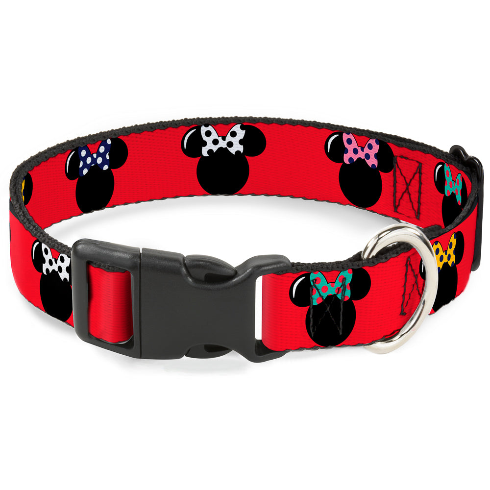 Plastic Clip Collar - Minnie Mouse Silhouette Red/Black/Polka Dot