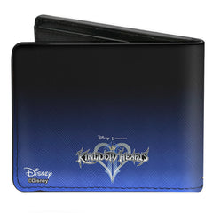 Bi-Fold Wallet - Kingdom Hearts II Donald Wisdom Form Sora Goofy Group Pose Diamonds Blue Fade