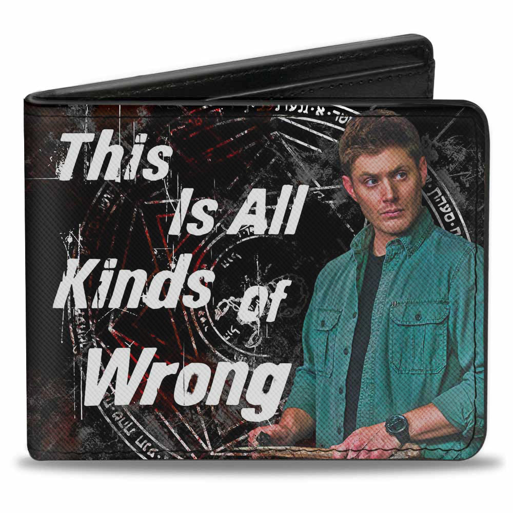 Bi-Fold Wallet - Dean Pose1 THIS IS ALL KINDS OF WRONG + SUPERNATURAL Black Grays Red White