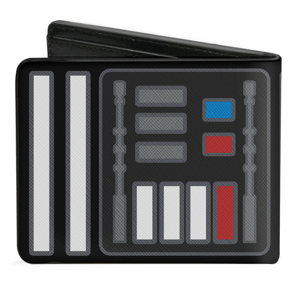 Bi-Fold Wallet - Star Wars Darth Vader Chest Panel Black Grays White Blue Red