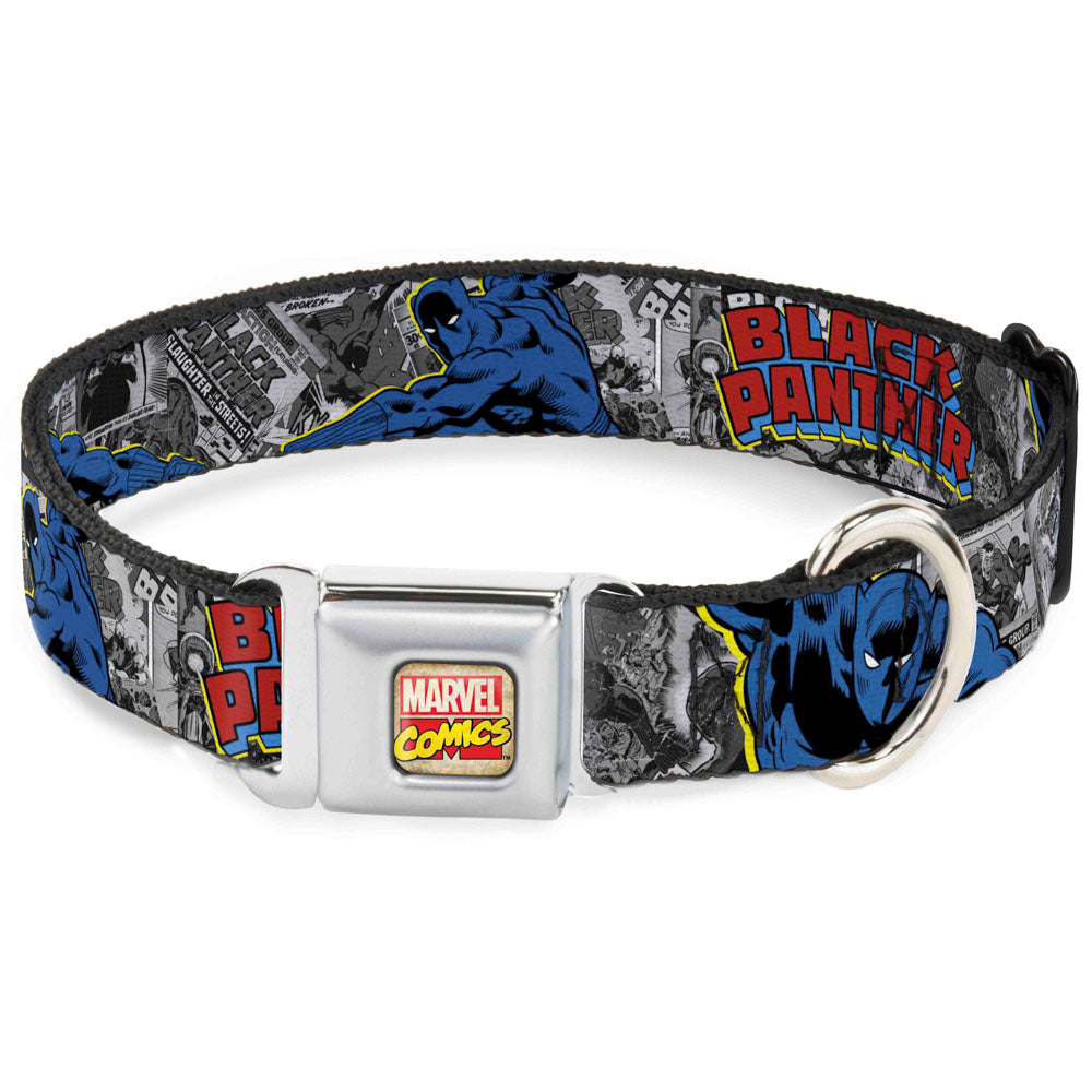 Dog Collar AVA - MARVEL COMICS LOGO FULL COLOR - CLASSIC BLACK PANTHER ACTION POSES/STACKED COMICS