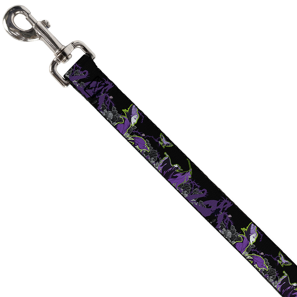 Dog Leash - Maleficent &amp; Diablo Black Roses/Purples