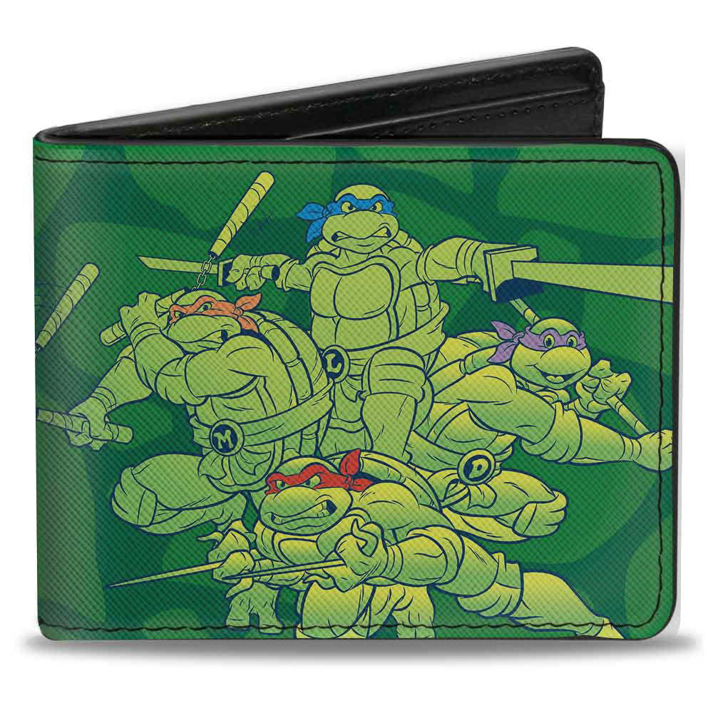 Bi-Fold Wallet - Classic Teenage Mutant Ninja Turtles Battle Pose Turtle Shell Green