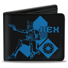 Bi-Fold Wallet - Star Wars The Clone Wars REX Pose + Logo Black Blue