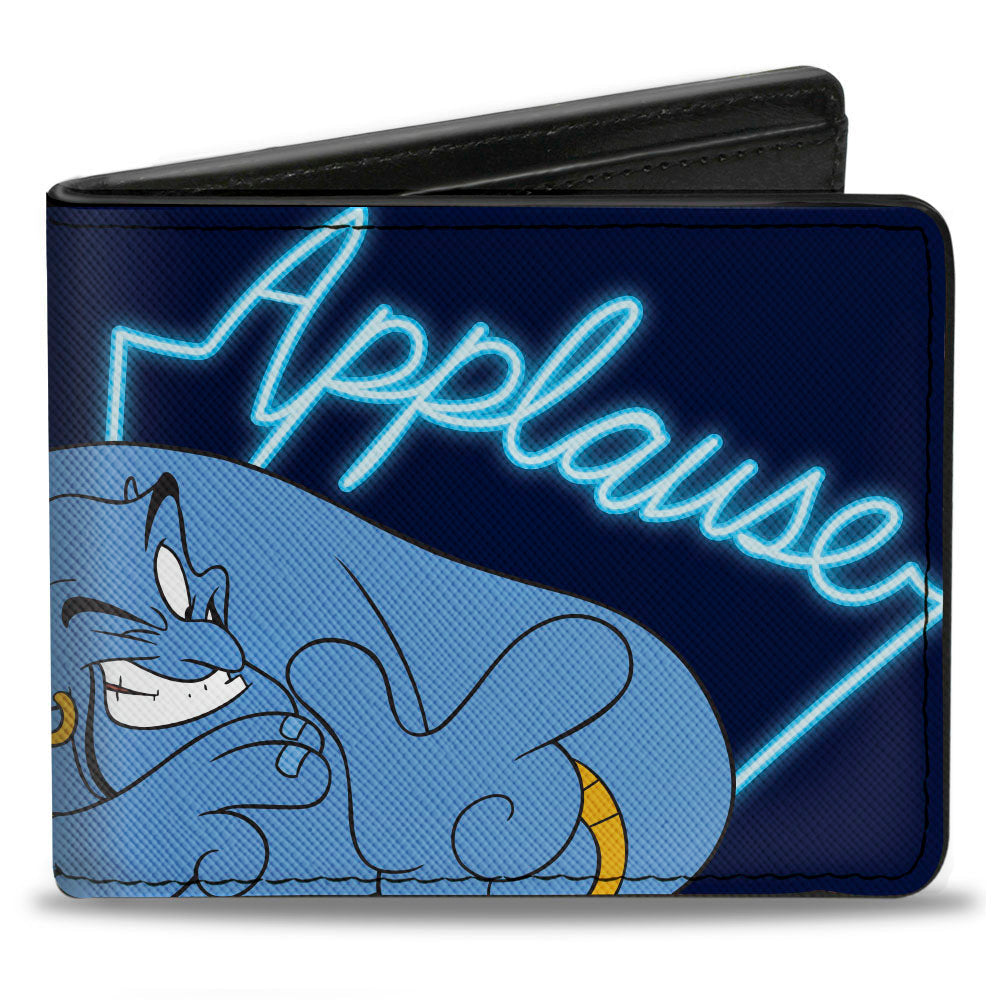 Bi-Fold Wallet - Aladdin Genie APPLAUSE Pose Black Neon Blue