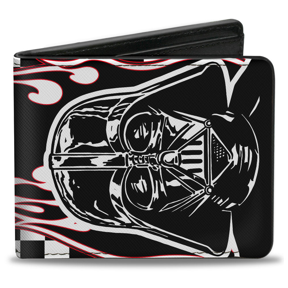 Bi-Fold Wallet - Star Wars Darth Vader Flames Checkers Black White Red