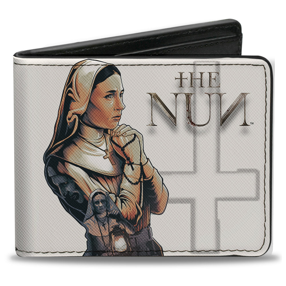 Bi-Fold Wallet - THE NUN Sister Irene Rosary Lantern Pose Ivory Grays