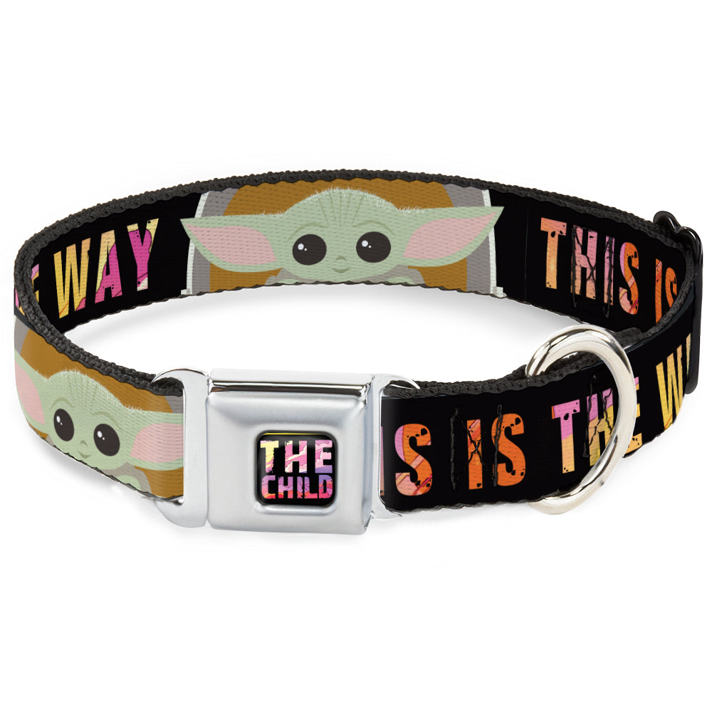 Star Wars THE CHILD Text Full Color Full Color Black/Multi Color Seatbelt Buckle Collar - Star Wars The Child Chibi Pod Pose THIS IS THE WAY Black/Multi Color