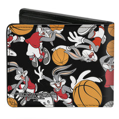 Bi-Fold Wallet - Bugs Bunny Basketball Poses Scattered Black