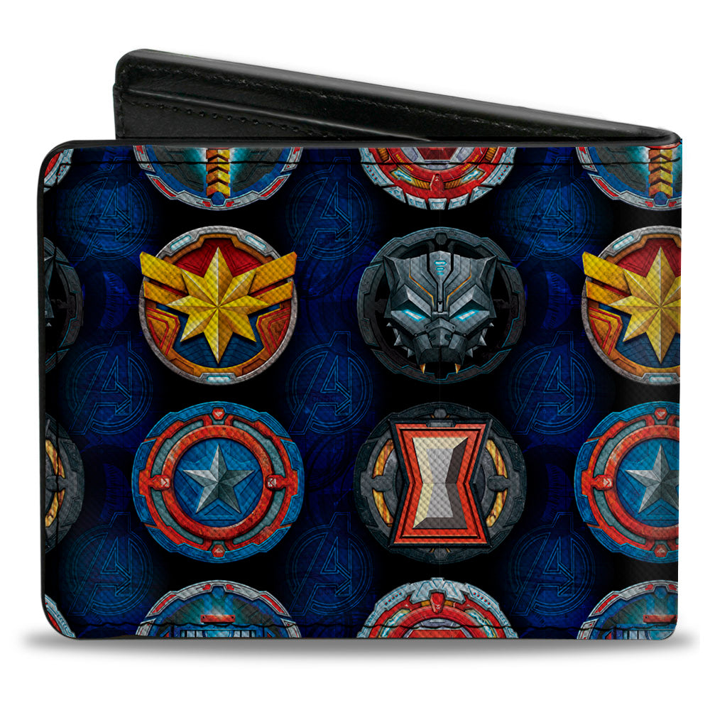AVENGERS MERCH STRIKE Bi-Fold Wallet - Avengers Superhero Icons Blues Multi Color
