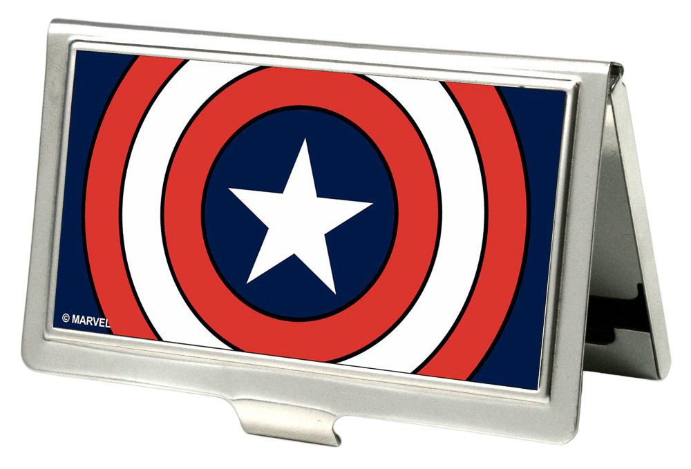 MARVEL COMICS Business Card Holder - SMALL - Captain America Shield CLOSE-UP FCG Navy