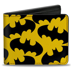 Bi-Fold Wallet - Batman Bat Signal-1 Scattered Yellow Black