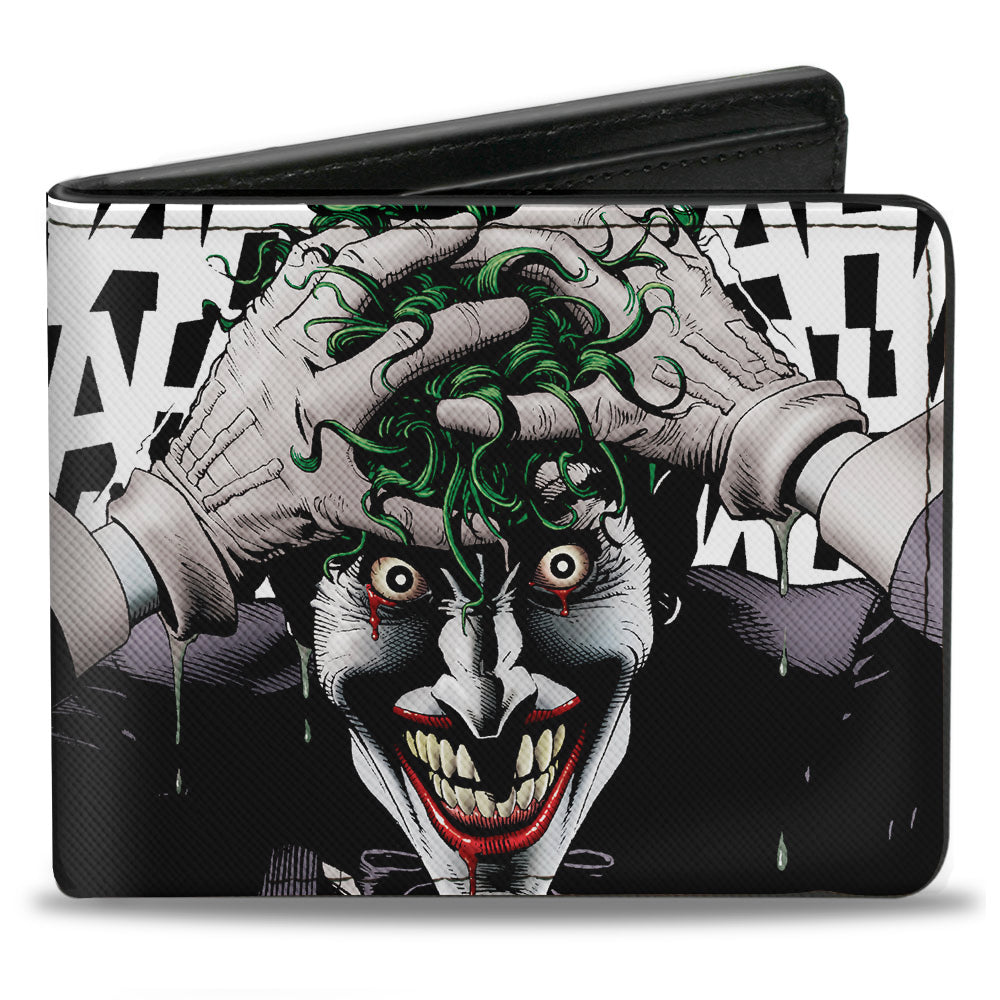 Bi-Fold Wallet - Joker The Killing Joke Holding Head Pose HAHAHA White Black