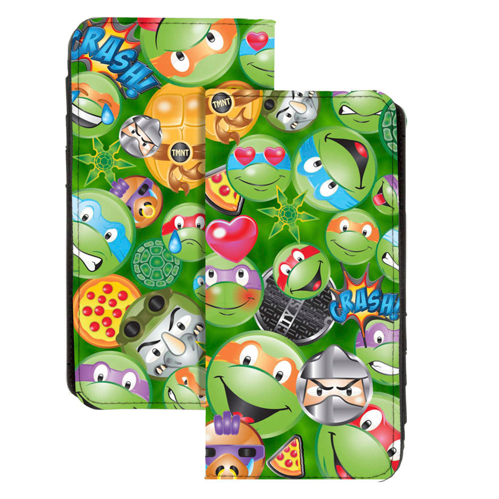 Canvas Snap Wallet - Classic TMNT Turtle &amp; Villain Expressions Pizza Turtle Shell Buttons Stacked Greens