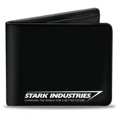 MARVEL AVENGERS Bi-Fold Wallet - Iron Man STARK INDUSTRIES-CHANGING THE WORLD FOR A BETTER FUTURE + Icon Black Grays