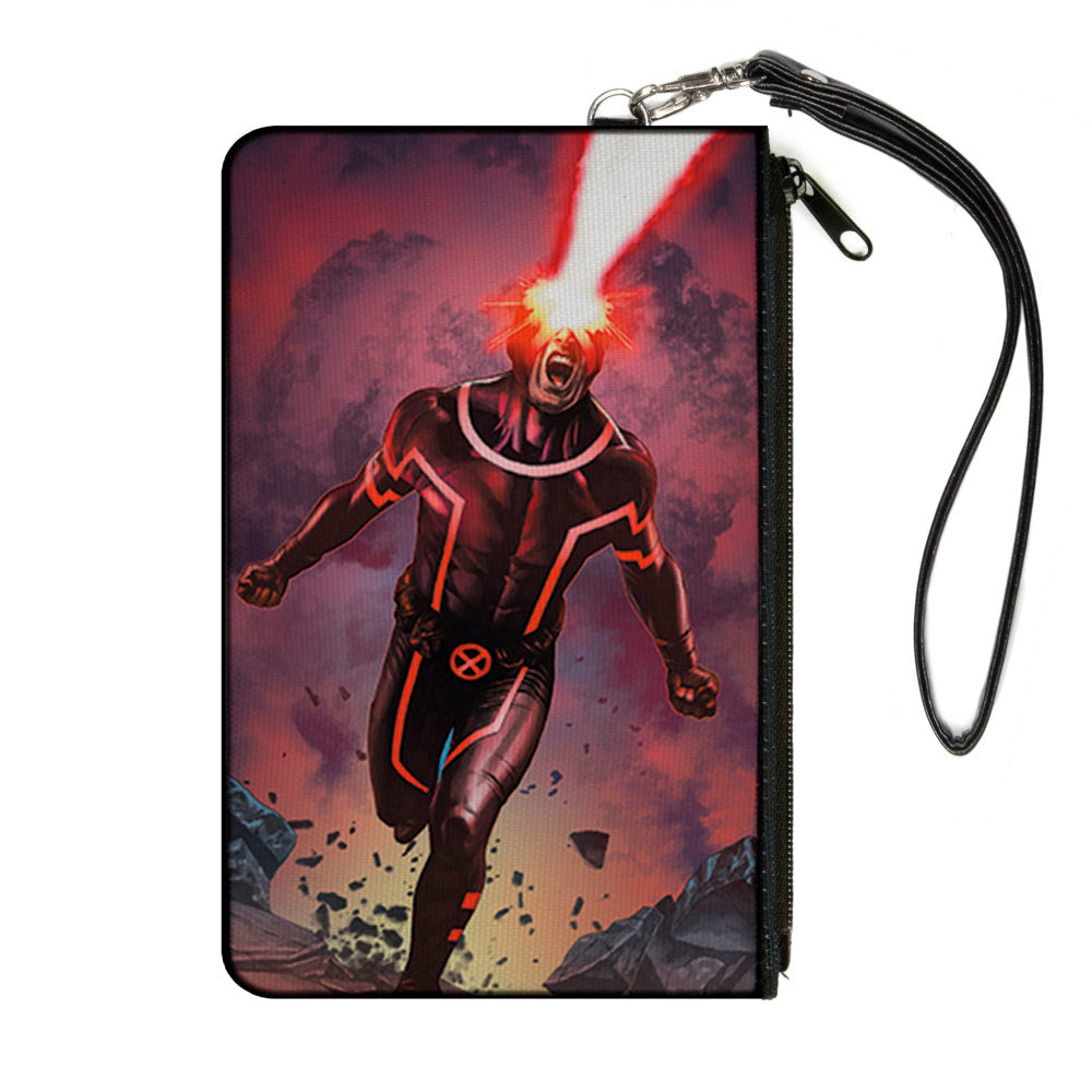 MARVEL X-MEN Canvas Zipper Wallet - LARGE - New X-Men Cyclops Action Optic Blast Pose Reds