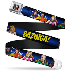 THE BIG BANG THEORY Full Color Black White Red Seatbelt Belt - The Big Bang Theory Superhero Characters Group BAZINGA! Black-Blue Fade Webbing