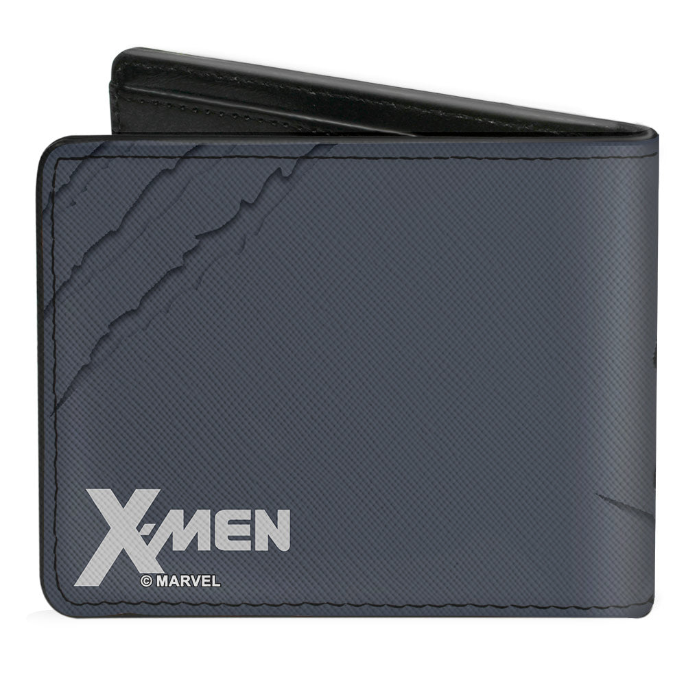 MARVEL X-MEN Bi-Fold Wallet - X-MEN Wolverine Clawing Pose Splatter Grays