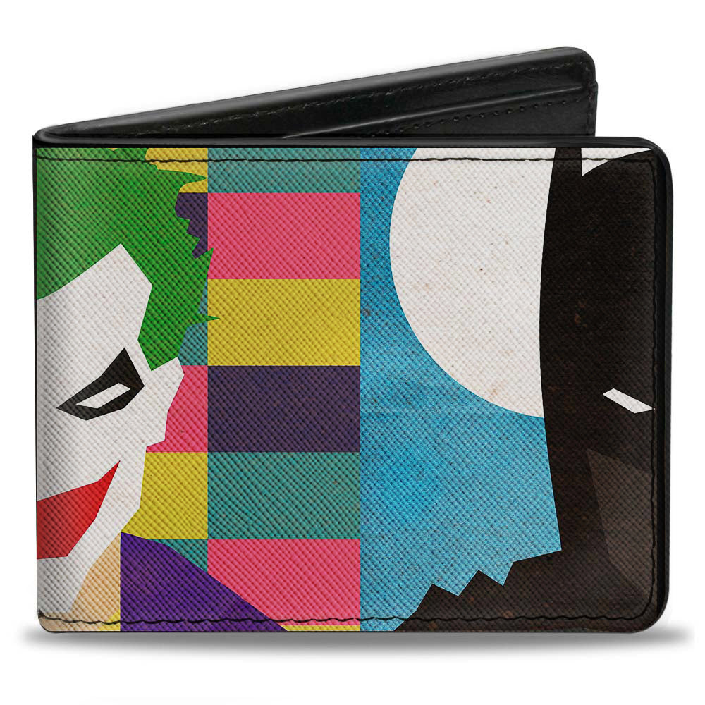 Bi-Fold Wallet - Joker Batman Face Juxtaposition Multi Color Blue White