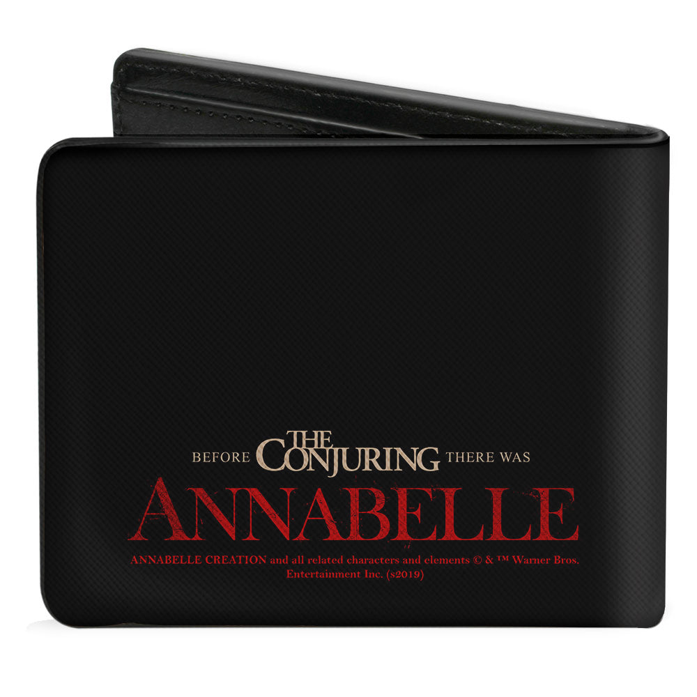 Bi-Fold Wallet - Annabelle Half Face + ANNABELLE Logo Black Tan Red