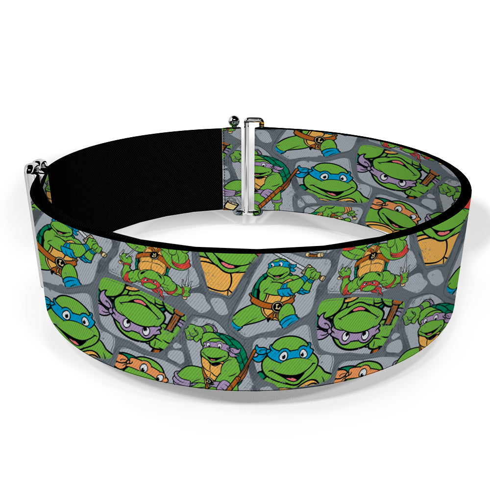 Cinch Waist Belt - Classic TMNT Expression &amp; Pose Turtle Shell Collage Lavender