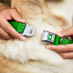 Green Lantern Logo CLOSE-UP White Green Seatbelt Buckle Collar - Green Lantern Logo Green/White
