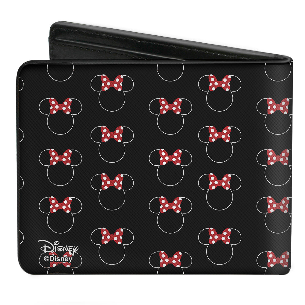 Bi-Fold Wallet - Minnie Mouse Icon Monogram MINNIE MOUSE Banner Black White Red